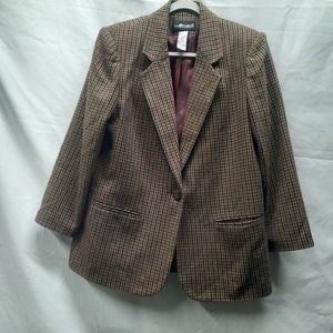 VTG 90's Sag Harbor Academia Wool Blend Houndstooth Single Button Blazer 10